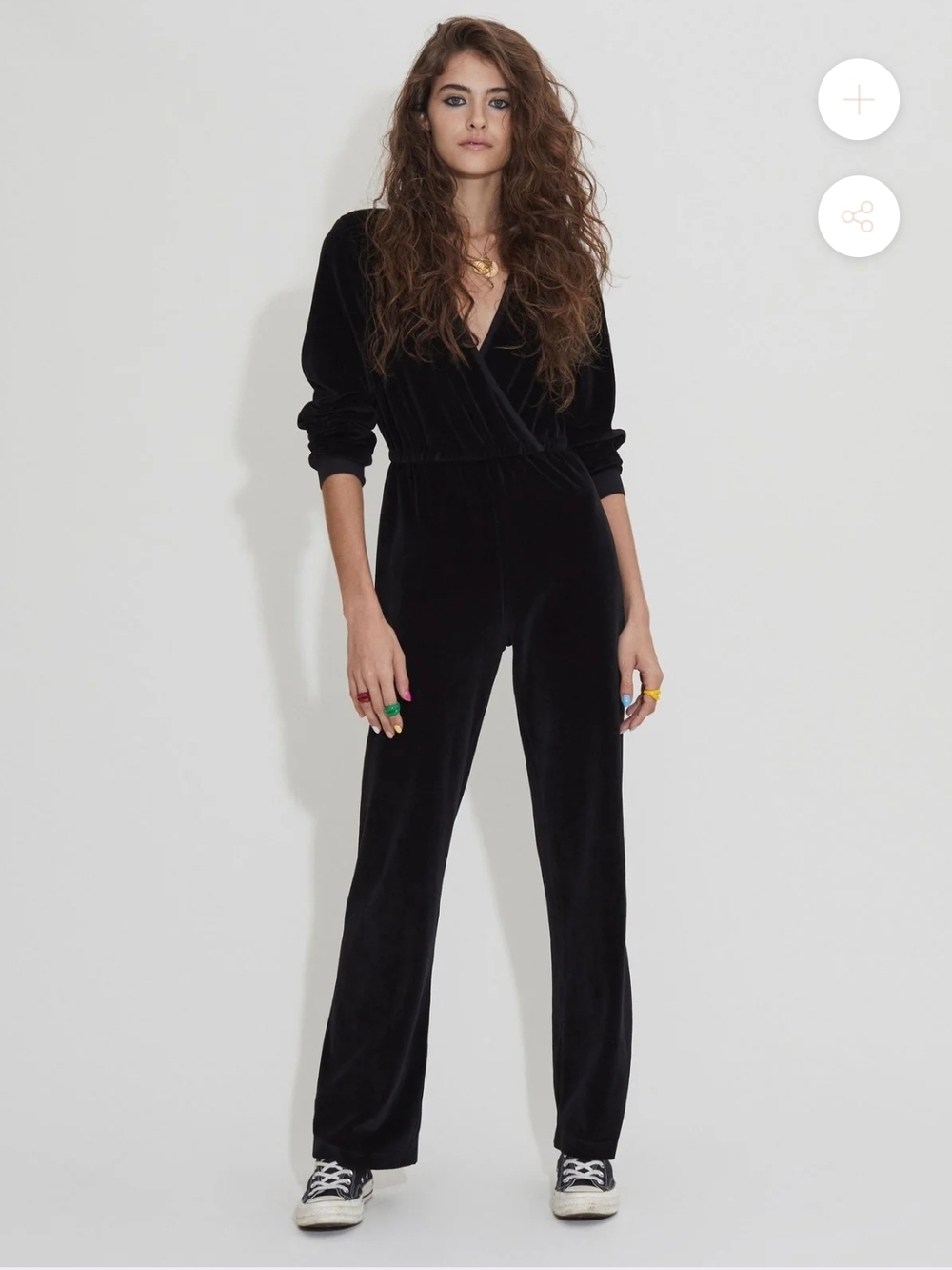 Suzie Kondi Velour V-Neck Jumpsuit in Black Size XL